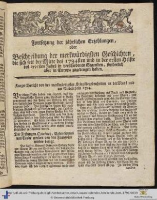 Kurzer Bericht von den merkwürdigsten Kriegsbegebenheiten an der Maas und am Niederrhein 1794.
