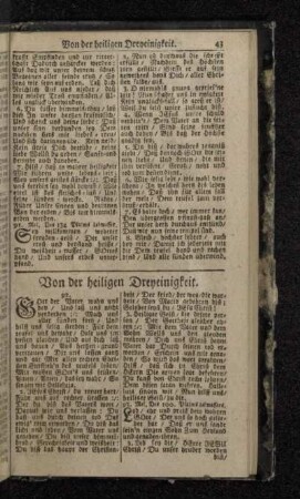Von der heiligen Dreyeinigkeit.