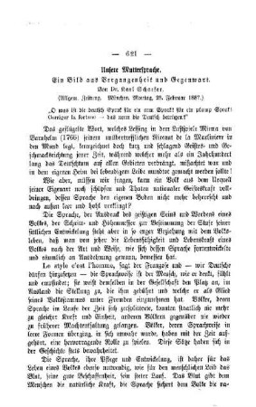 Unsere Muttersprache : Ein Bild aus Vergangenheit und Gegenwart