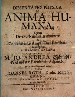 Diss. phys. de anima humana