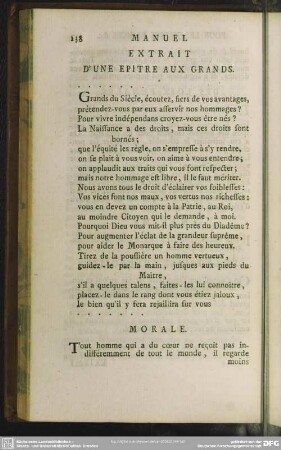 Extrait D'Une Epitre Aux Grands