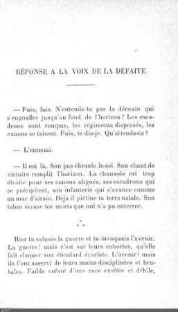 Réponse a la voix de la défaite