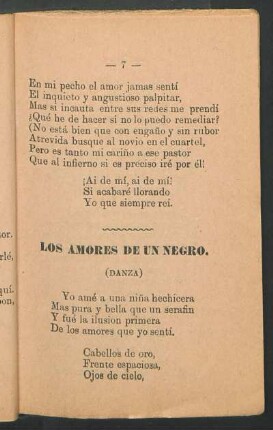 Los amores de un negro : (Danza)