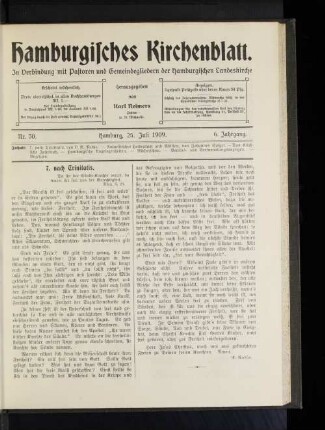 Nr. 30. Hamburg, 25. Juli 1909. 6. Jahrgang.