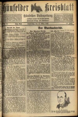 Erste Ausgabe vom Donnerstag, den 15. März 1928.