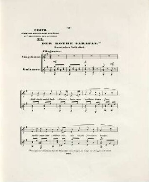 Erato : Auswahl beliebter Gesänge mit leichter Begleitung der Guitarre, 8. Russisches Volkslied : Der rothe Sarafan