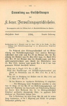 Fünfzehnter Band. 1894. Neunte Lieferung. - Nr. 53. - Nr. 60.