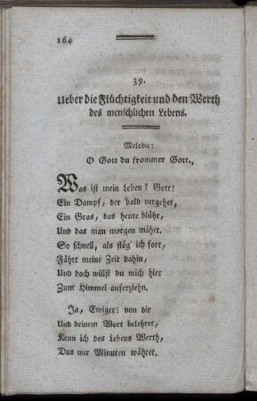 39. Ueber die Flüchtigkeit und den Werth des menschlichen Lebens. - 49. [Trost im Tod.]