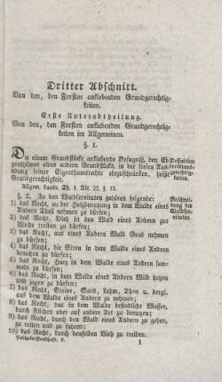 Dritter Abschnitt. Von den, den Forsten anklebenden Grundgerechtigkeiten.