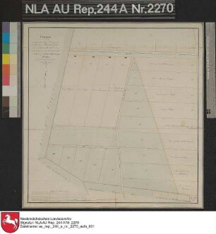 Die projektierten Vergrößerungsflächen mehrerer Kolonate entlang des Kanals in NORDGEORGSFEHN Kolorierte Zeichnung von F. W. Sprengell Papier auf Leinen Format 39,8x38,6 M 1:3.000