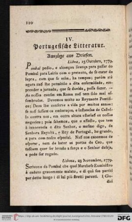 IV. Portugesische Litteratur