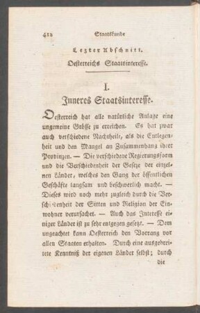 Lezter Abschnitt. Oesterreichs Staatsinteresse.