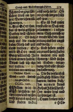 Sechster Theil. Creutz- und Anfechtungs-Lieder.