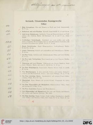 Keramik, Ostasiatisches Kunstgewerbe, Silber (Nr. 1-26)