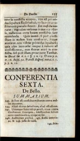 Conferentia Sexta. De Bello