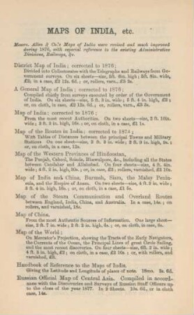 Maps of India etc.