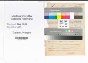 Entnazifizierung Wilhelm Gansen , geb. 01.10.1890 (Rentmeister)