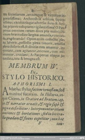 Membrum IV. De Stylo Historico