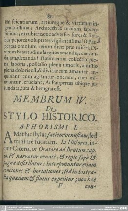 Membrum IV. De Stylo Historico