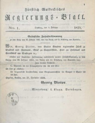 1. Februar-20. December 1859 = Nro. 1-16