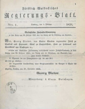 1. Februar-20. December 1859 = Nro. 1-16