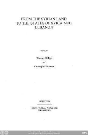 From the Syrian land to the states of Syria and Lebanon