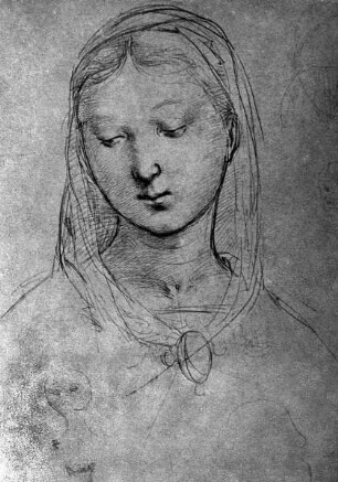 Skizze zur Madonna Solly: Kopfstudie der Maria