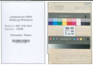 Entnazifizierung Klaere Schroeder , geb. 08.09.1897 ()