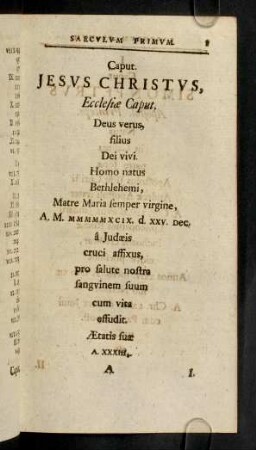 1-5, Saeculum Primum (I - IV)