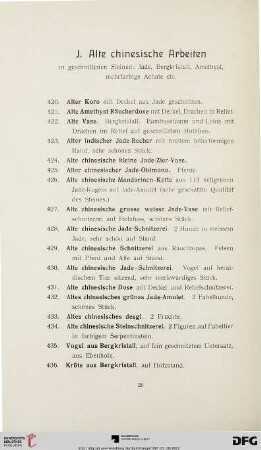 J. Alte chinesische Arbeiten (Nr. 420 - 447)