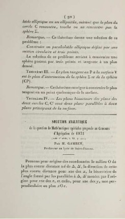 Solution Analytique.