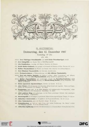 III. Auctionstag (Nr. 475-670)