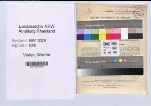 Entnazifizierung Werner Vieten , geb. 18.03.1876 (Rektor)