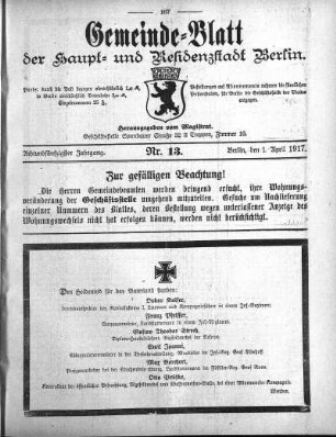 1917,13: Nr. 13, 1. April 1917