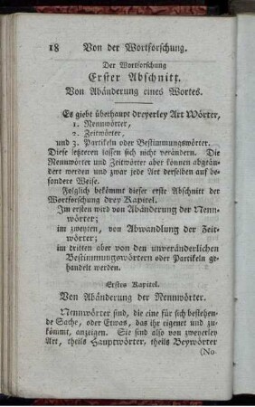 Der Wortforschung Erster Abschnitt. Von Abänderung eines Wortes.