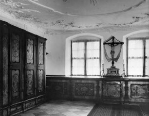 Mödingen. Dominikanerinnenkloster Maria Mödingen. Klosterkirche Mariä Himmelfahrt. Sakristei mit Stuckdekoration von 1754