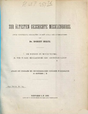 Programm des Grossherzoglichen Gymnasium Fridericianum zu Schwerin : Ostern .... 1892/93