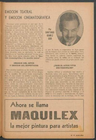 Emoción teatral y emoción cinematográfica
