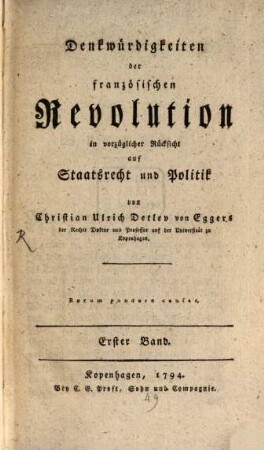 Denkwürdigkeiten der französischen Revolution in vorzüglicher Rücksicht auf Staatsrecht und Politik. 1