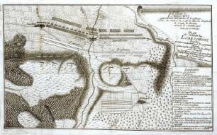 WHK 24 Deutscher Siebenjähriger Krieg 1756-1763: Plan der Schlacht bei Lobositz zwischen den Österreichern unter Feldmarschall Brown und den Preußen unter Friedrich II., 1. Oktober 1756