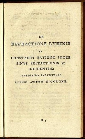 De Refractione Luminis et [...].