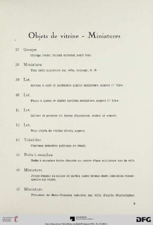 Objets de vitrine – Miniatures (Nr. 37-61)