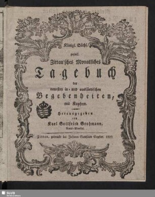 1820: Privil. Zittau'sches monatliches Tage-Buch