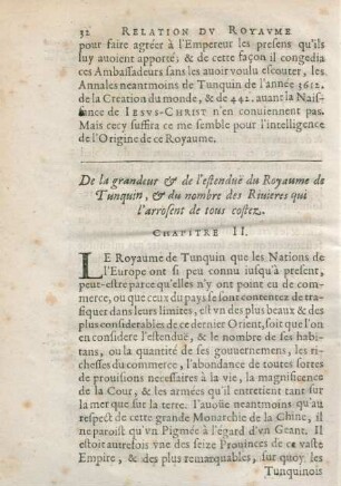 Chapitre II. De la grandeur & de l'estendue du Royaume de Tunquin, ...