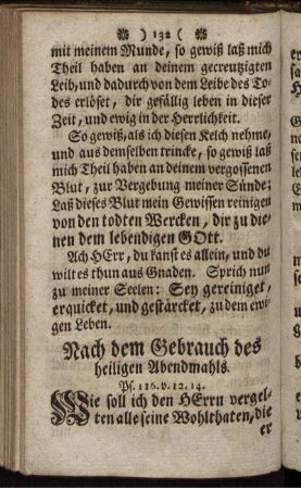 Nach dem Gebrauch des heiligen Abendmahls