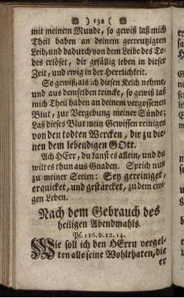 Nach dem Gebrauch des heiligen Abendmahls