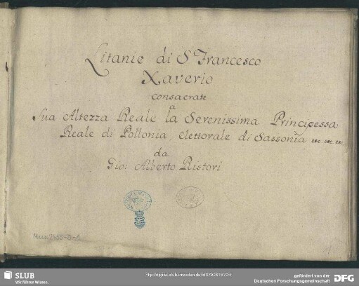 Litanies - Mus.2455-D-1 : V (4), Coro, strings, bc - d
