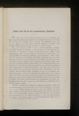 Inhalt und Zweck des anatomischen Studiums.