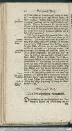 Das zweyte Buch. Von der assyrischen Monarchie