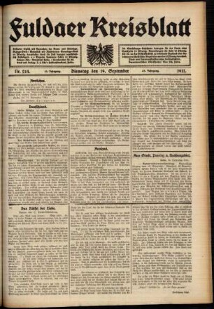 Ausgabe vom Dienstag, den 19. September 1911.